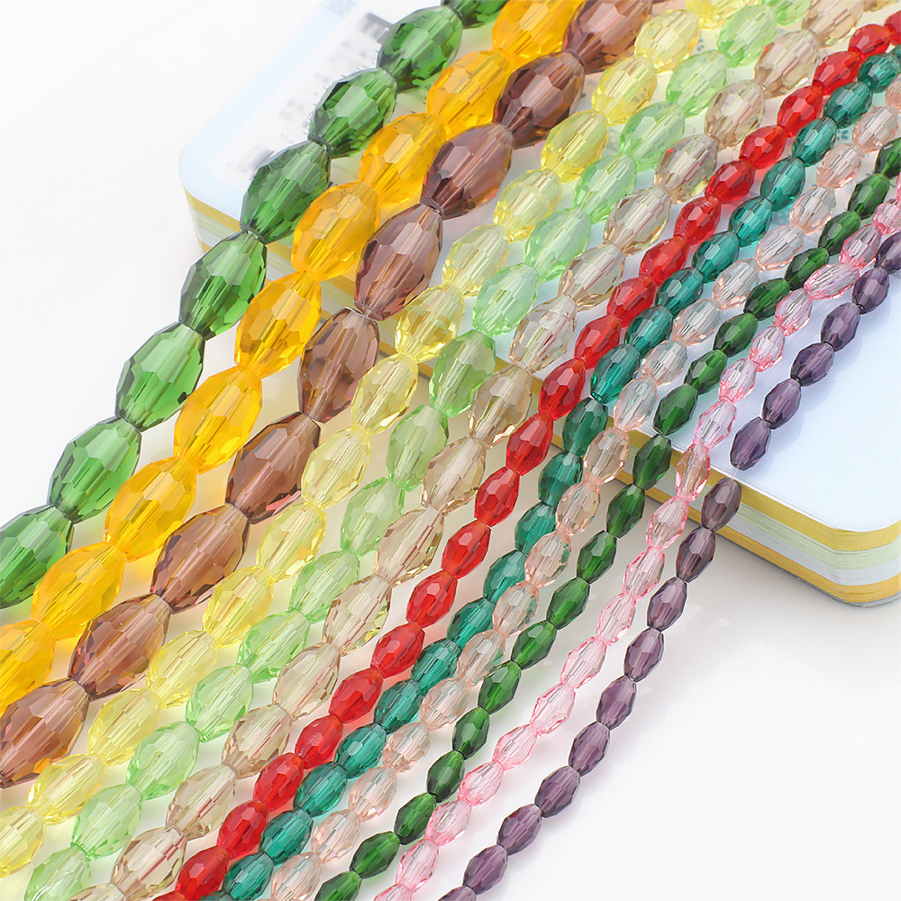 Manufacturer Wholesale Crystal Faceted Olive Beads 3-10mm Oval Glass Rice Beads DIY Jewelry Headwear Clothing Accessories