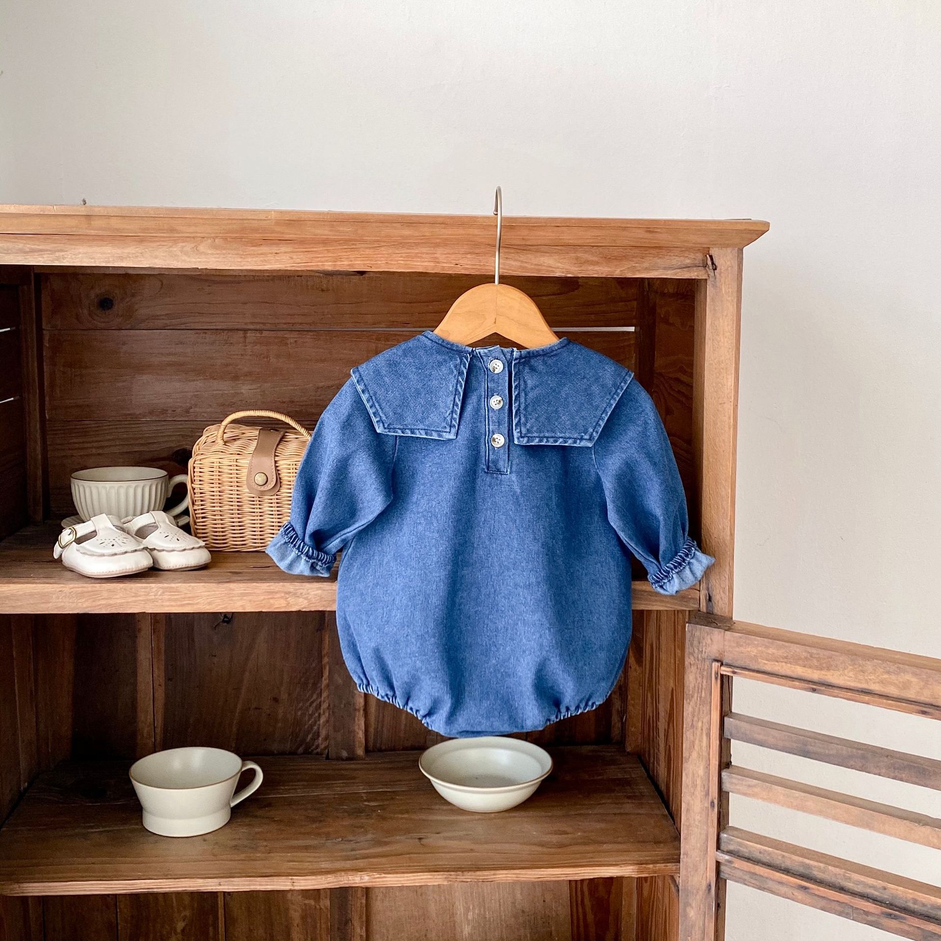 Jesenske kavbojke za dojenčke Ins2024, sestre, ljubke, nosijo velike reverje in krilo_voghion.com