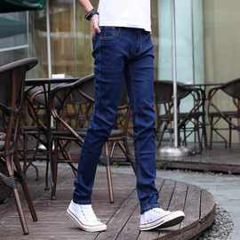 男士裤子男黑色牛仔裤韩版潮流修身小脚裤春薄款弹力男裤