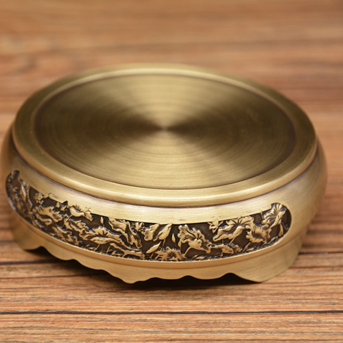 Hongda wholesale brass relief landscape copper base gourd incense burner base copper ornaments
