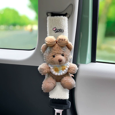 Lamb Cute Doll Bear – Seat belt shoulder pad - 04-style-lambswool-doll-shoulder-straps
