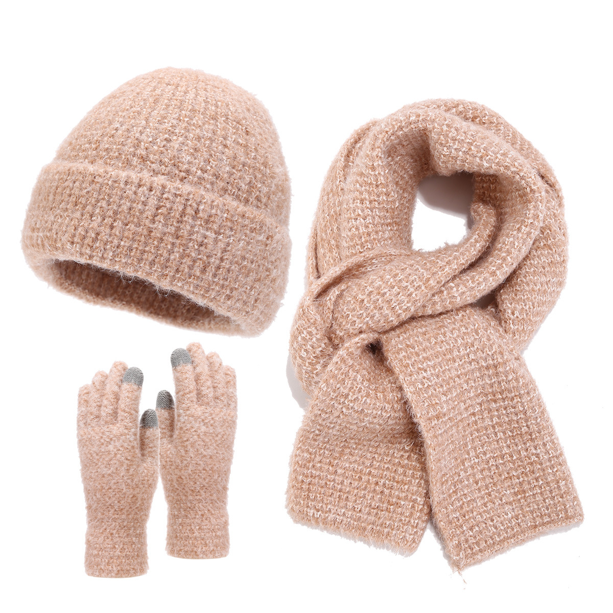 Ins nuevo bufandas gruesas de dos colores, sombreros, guantes de tres piezas para hombres, invierno antifrío y cálido para mujeres