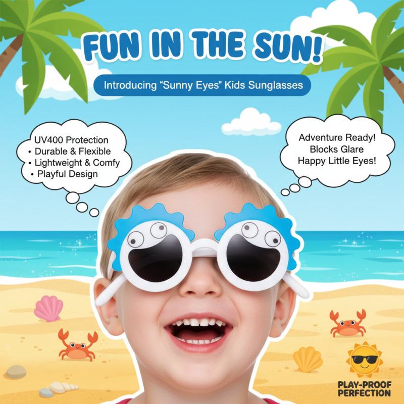 2026 New Model Funny Smiling Face Children's Sunglasses for Girls, High-Quality Polarized Cartoon Playful Sunglasses for Boys