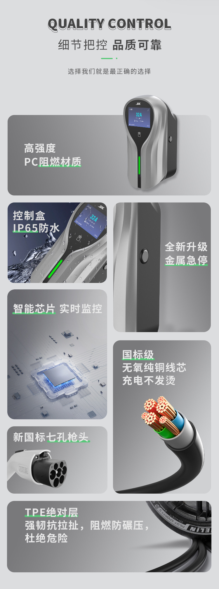 National Standard 3C Certified New Energy Electric Vehicle Charging Pile Ac 7Kw Home Fast Charging Commercial Use Byd 32A