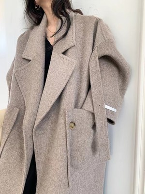 设计赫本风大口袋感双面羊绒大衣毛呢外套女冬季22