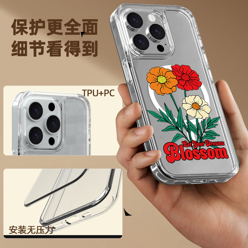 DIY图案苹果手机壳iPhone17磁吸防摔手机保护套可拆分背板壳批发|undefined