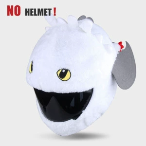 Helmet Protective Hood for Men and Women Motorcycle Full-Face Helmet Cartoon Plush Animal Cute Hood Rabbit Mask Animal (Motosiklet dəbilqələri) - white-toothless