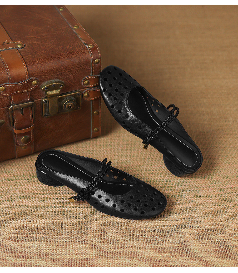 Sandal cao gót nữ quai ngang hở mũi, gót 3 cm, kiểu dáng thanh lịch — đen chi tiết 19