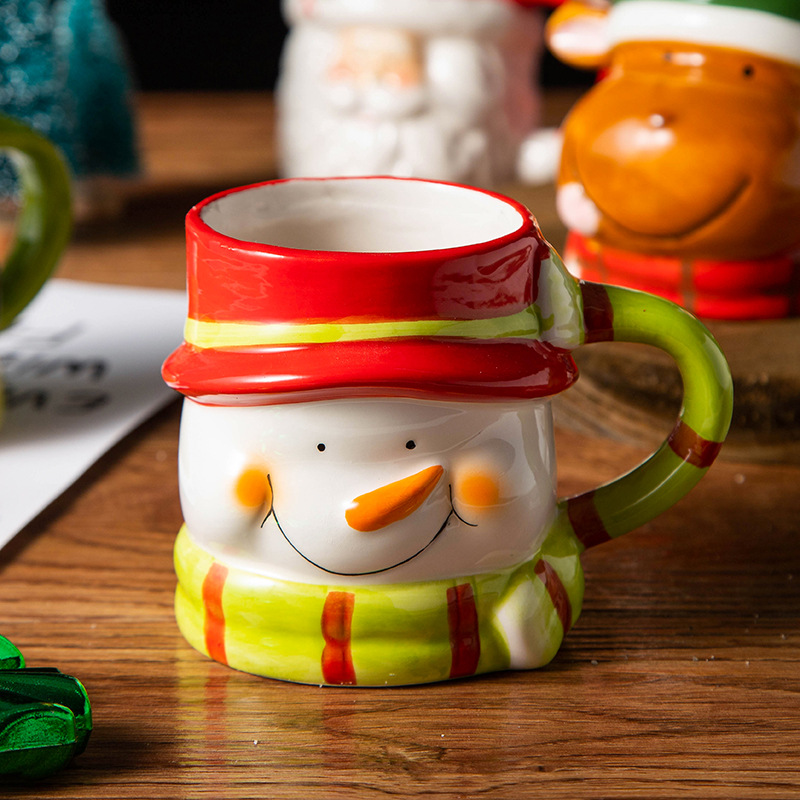 圣诞陶瓷杯子卡通创意圣诞老人马克杯咖啡杯3D造型杯厂家批发水杯
