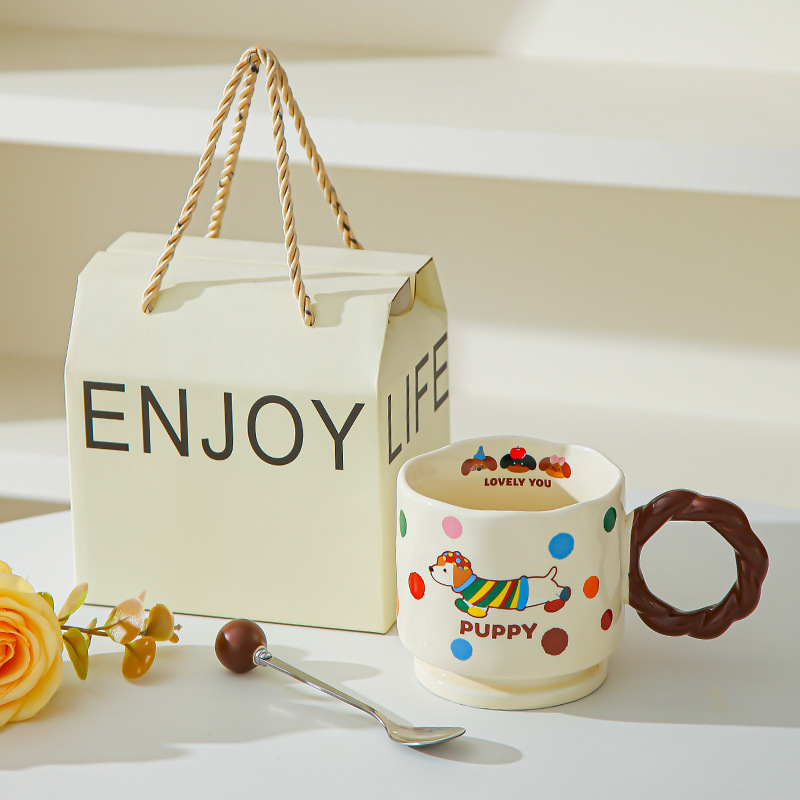 Creativo encantador dibujos animados taza de cerámica Boog taza de alta cara taza de marca taza de pareja taza de agua potable doméstica