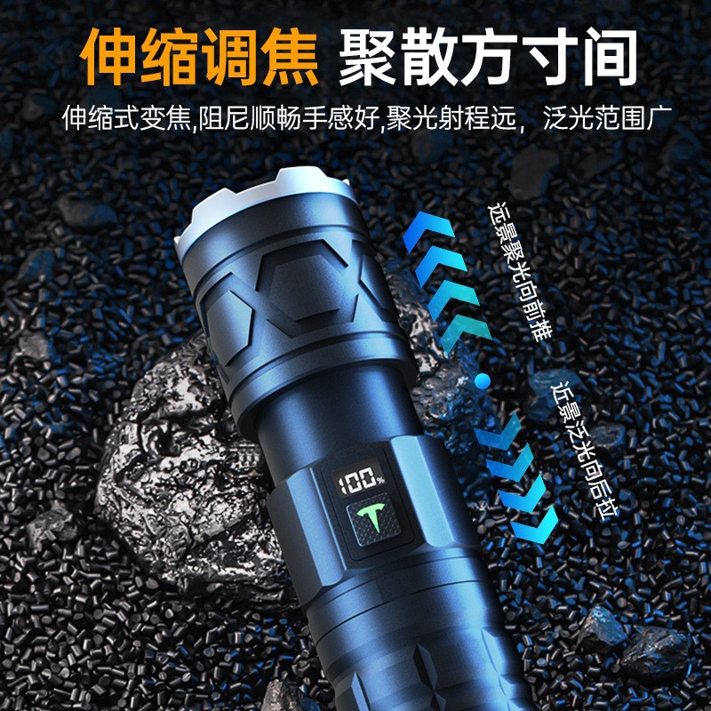(2개) 아마존 흰색 레이저 총 손전등 야외 USB 충전식 알루미늄 합금 강한 빛 줌 긴 내구성 손전등 도매