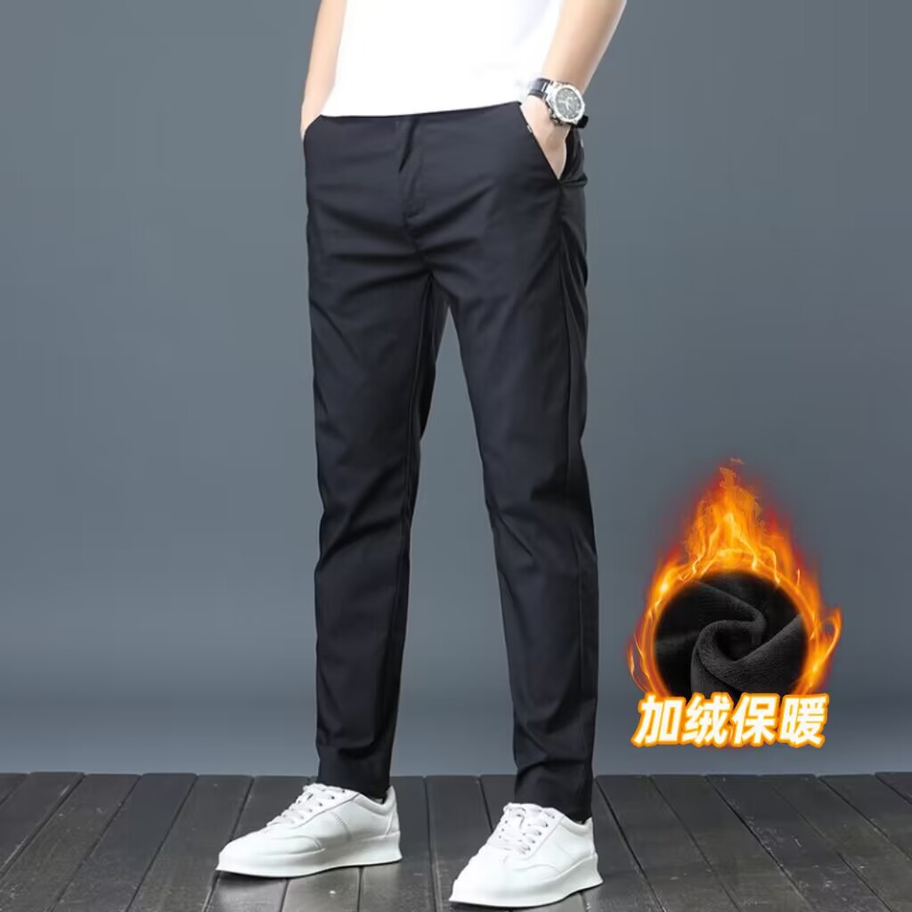 Pantalones casuales de primavera y otoño, tendencia de invierno para hombres, pantalones deportivos rectos sueltos, 2024 nuevos elásticos con lana de otoño y invierno