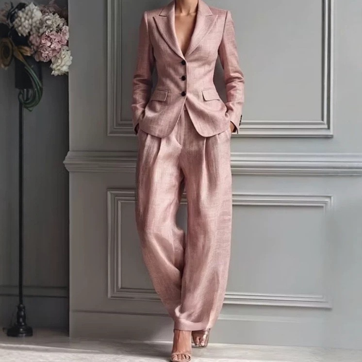 Cross-border 2026 Autumn/Winter European and American Style Fashionable Casual Single-Breasted Blazer and Casual Pants Set, Lazy Style, Fashionable and Versatile