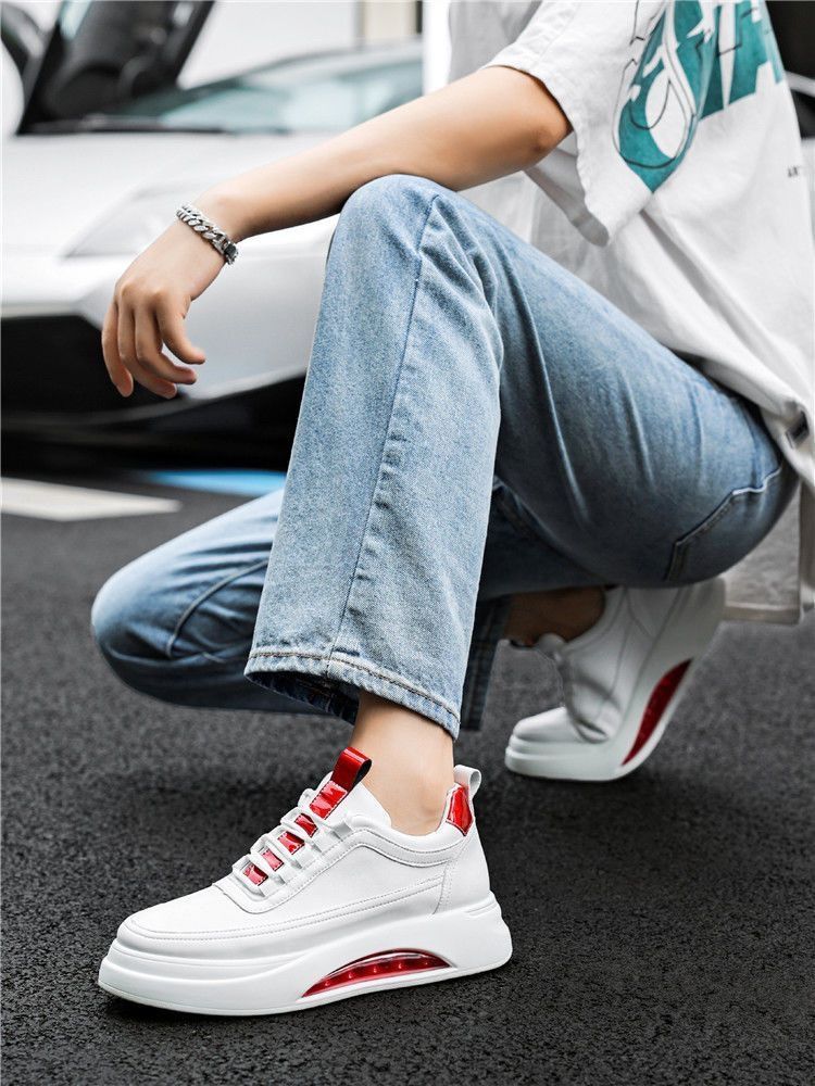 Chaussures blanches à coussin d'air pour hommes, nouvelle collection automne, tendance, taille haute, sport, plate-forme polyvalente décontractée_voghion.com