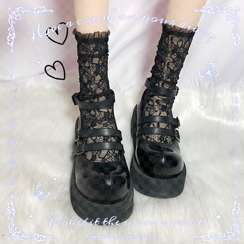 British style leather shoes with lace stockings for children white lace summer thin matching Mary Jane shoes tube socks