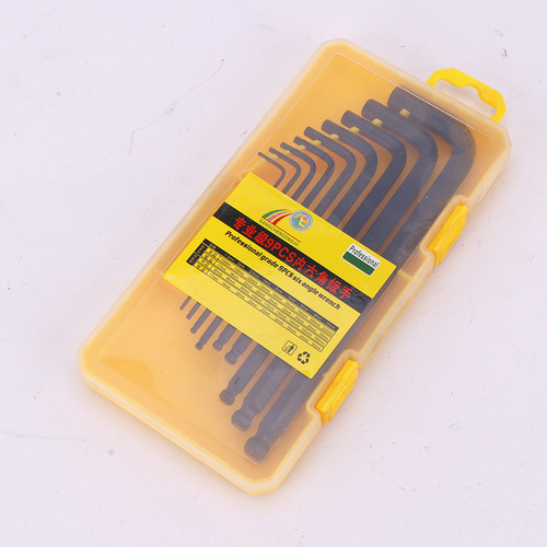 Blackened L-shaped hexagonal wrench set 9-piece ball head wrench set alloy steel extended hexagonal wrench