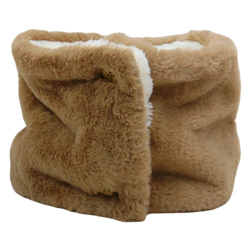 Camanduo winter double-layer thickened solid color scarf winter popular Korean style versatile faux rabbit fur warm scarf