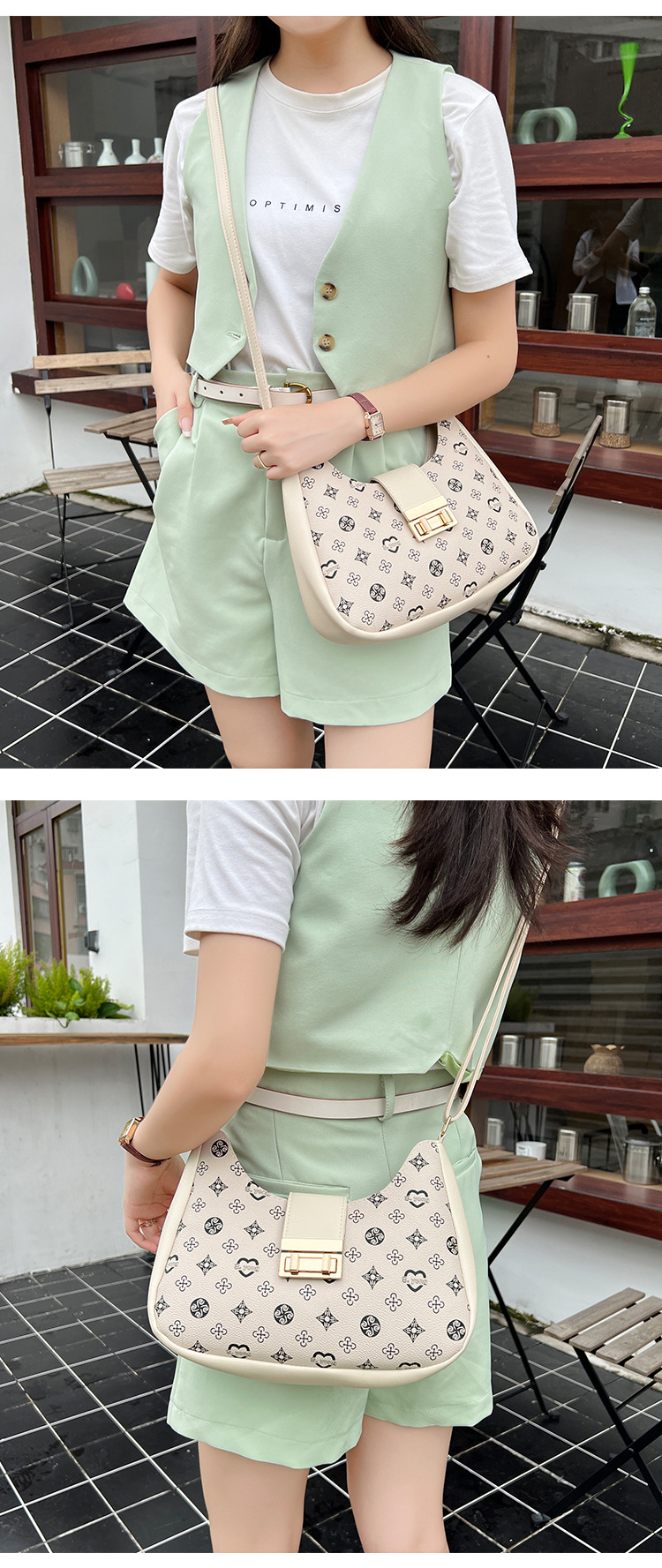 Women's Medium PVC Monogram Vintage Style Classic Style Zipper Underarm Bag display picture 7