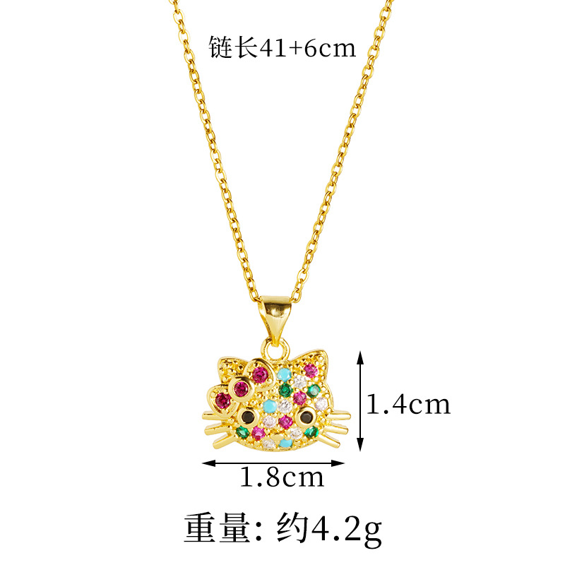 Nuevo collar de oro de arena vietnamita, lujo ligero, diamantes de alta gama, lindos pendientes de gato, joyería simple y duradera para mujer