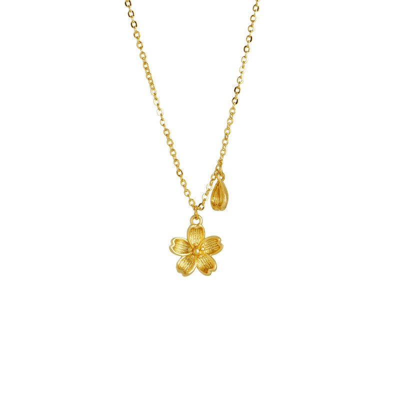 Nuevo estilo chino antiguo collar de oro Fasha de moda nacional petal de flor de melocotón cadena de clavícula retro de alta calidad joyas no se desvanecen