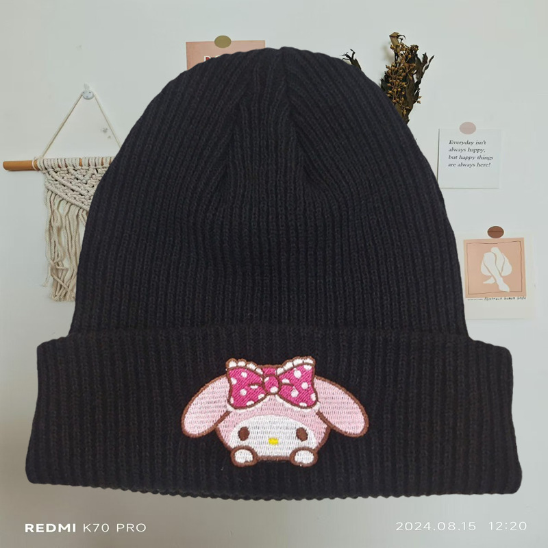 クロスボーダー万能プルオーバー猫暖かい帽子かわいいオリ三刺繍ニット帽シナモンドッグウール帽子クミロ|undefined