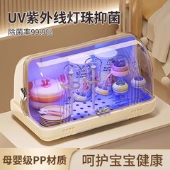 奶瓶收纳盒防尘紫外线消毒杯子晾干沥水箱婴儿宝宝辅食碗柜置物架