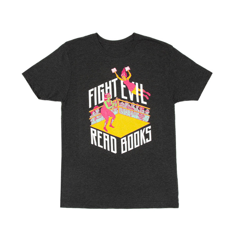 fight evil read books combat evil reading literature series books literature direct spray short sleeve T-shirt