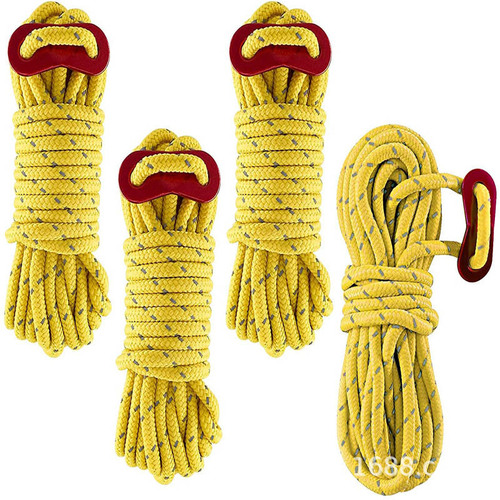 Outdoor camping 4-meter windproof rope adjustment rope PP polypropylene rope 4mm reflective rope tent rope canopy rope camp rope
