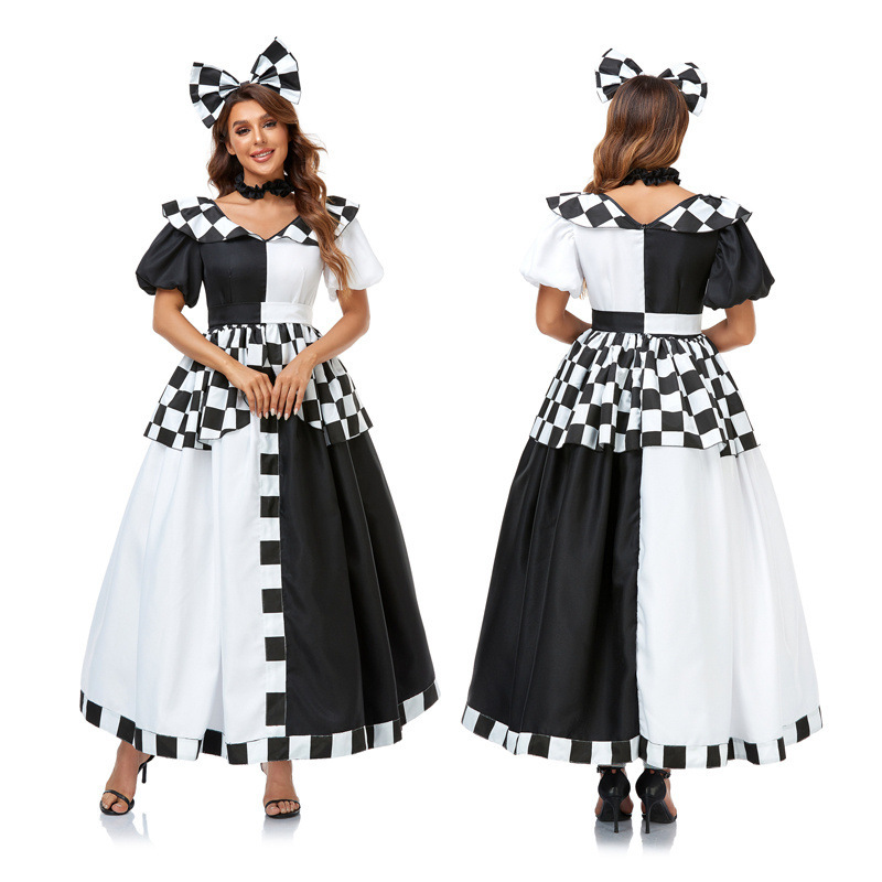 Halloween New Alice Fantasy Wonderland cosplay Queen Black and White Plaid Mickey Stage Performance Suit