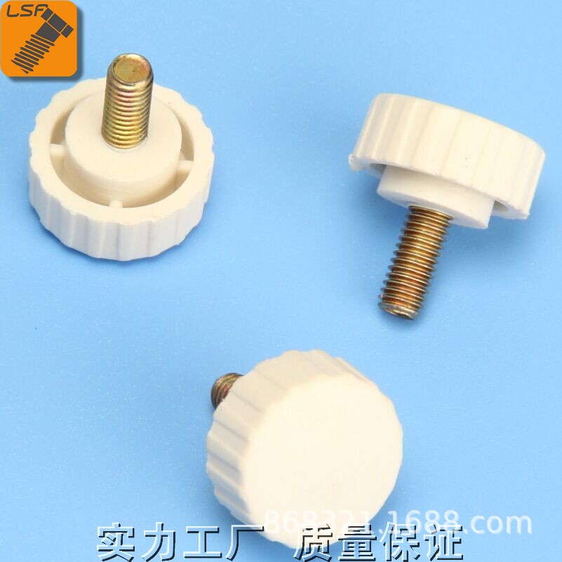 英制1/4-20梅花螺丝 圆头直纹手紧螺丝  不锈钢胶头调节螺丝