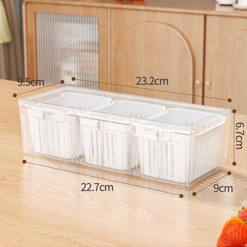 Caja de almacenamiento de frutas y verduras de cocina congelada caja de drenaje de doble capa refrigerador caja de refrigeración transparente