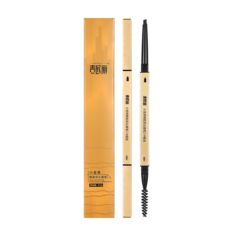 Pequeñas barras de oro de Macao, palillos de oro, lápiz de cejas de doble cabeza, estereoscópico y duradero, no mareado, lápiz de cejas de triángulo, un cabello