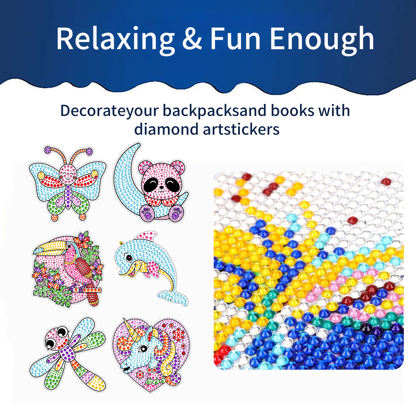 Ventas calientes dibujos animados pequeños animales dibujos de diamante aleatorios DIY dibujos de mampostería pegatinas para niños pegatinas hechas a mano cristal brillante diamante