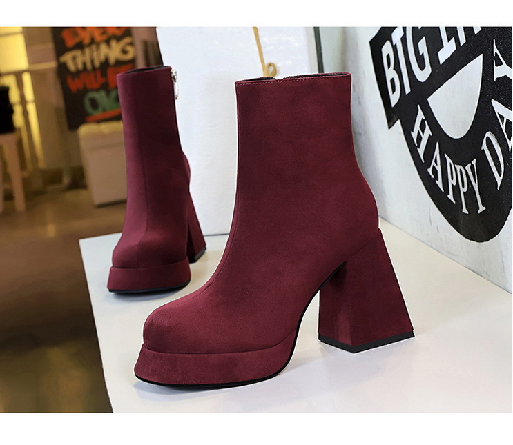 ShoeVault 7992-3 Europäischer und amerikanischer Modetrend Damen Dicke Superhohe Plateau-Schuhe mit wasserdichtem Absatz, runder Zehenpartie und seitlichem Reißverschluss_voghion.com