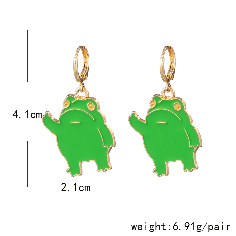 New Fashion Cartoon Frog Earrings Personality Alloy Dripping Oil Cute Color Frog Ear Clip display picture 18