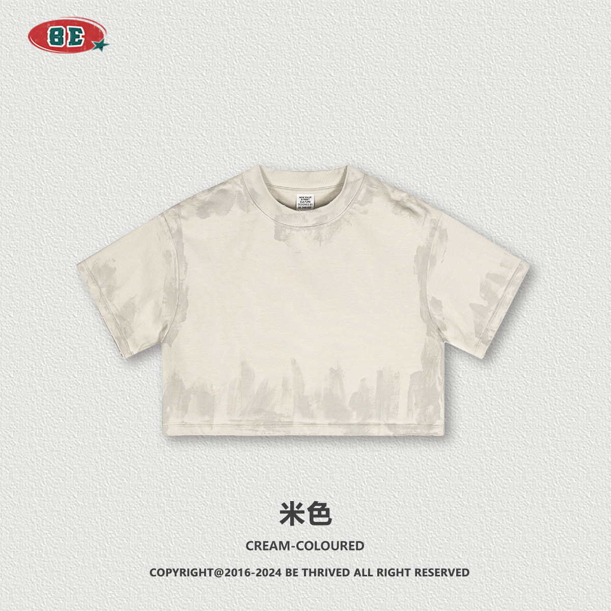 BE レディース 25 春夏パリ工場泥染めレディース Tシャツ 305G ヨーロッパとアメリカのトレンディなブランドフィットネスショートトップ女性用