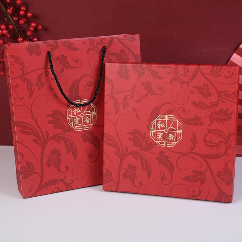 正方形红色复古丝巾礼品盒方巾披肩包装盒天地盖套盒礼物袋加logo