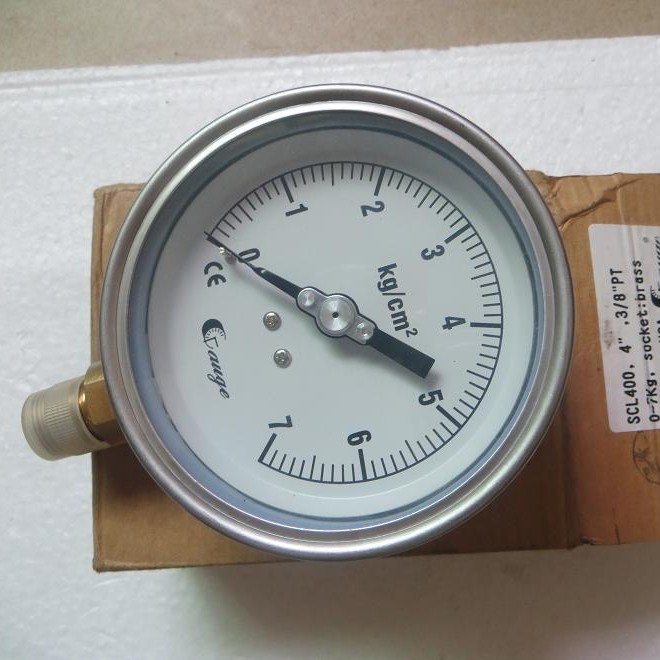 原装GAUGE不锈钢压力表SCL400 4" 3/8"PT   0-7KG  G1/4（90650）