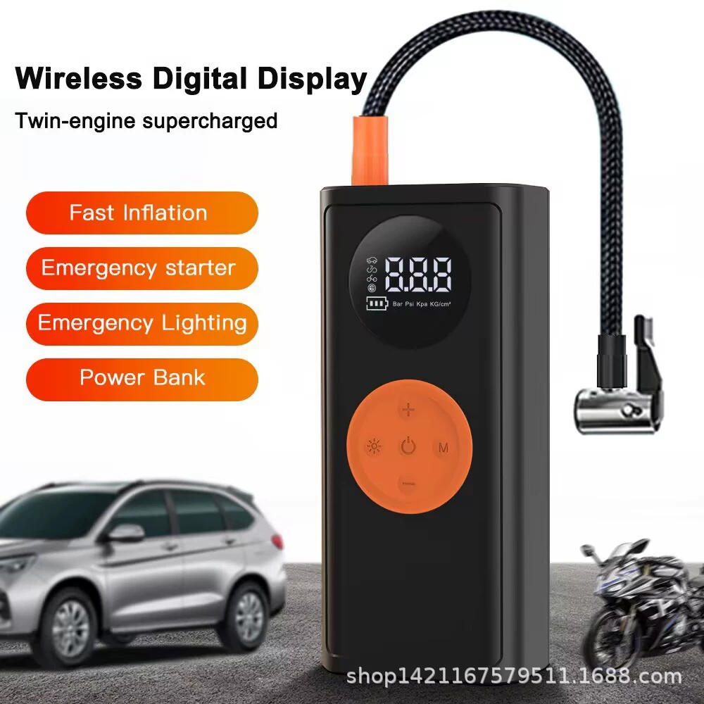 Многофункциональное беспроводное надувное аварийное освещение зажигания цифровой дисплей шинных шинных шинных шинных шинных интеллектуальных автомобильных насосов
