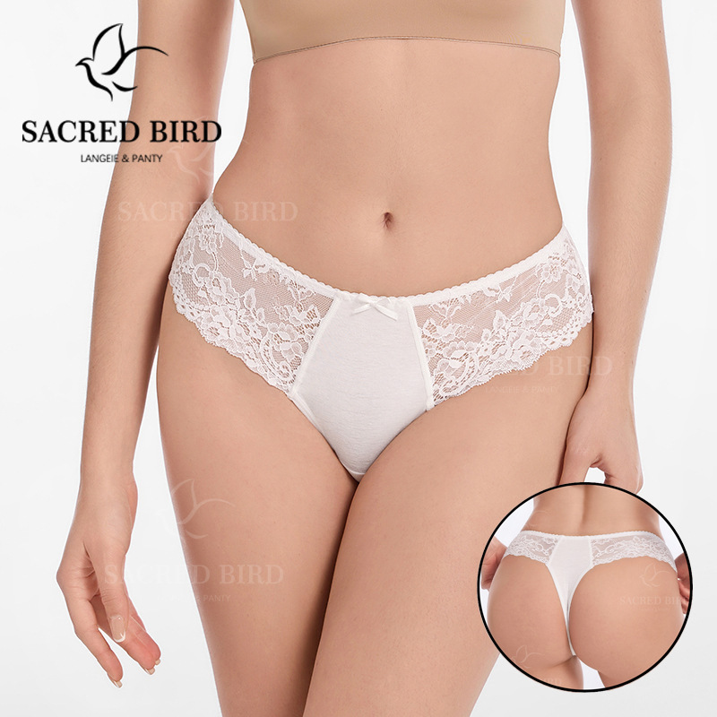 Foreign Trade Custom Cross-Border 2026 New Lace Embroidery Low-Waist Panties Sexy Pure Desire Mid-Waist Women's Thong