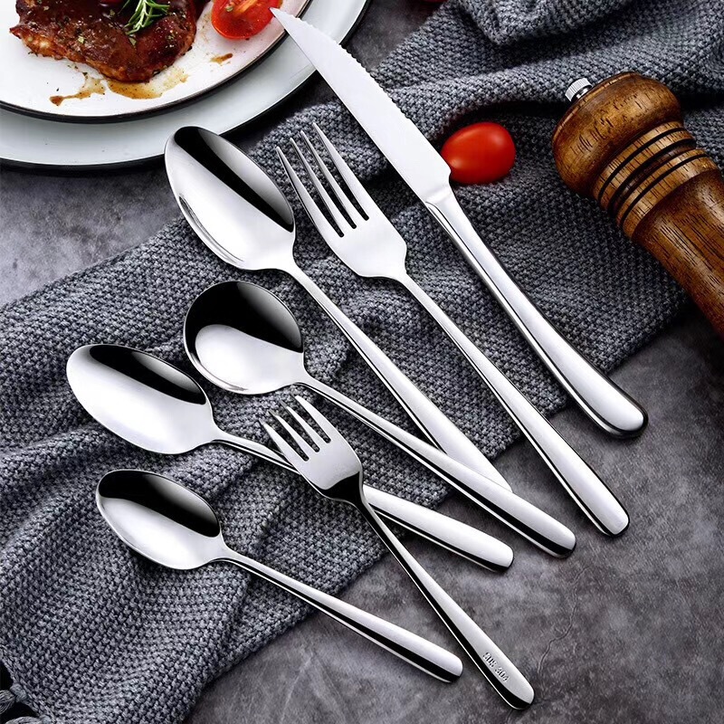 Carefully Selected 304 Stainless Steel Knife, Fork, and Spoon Western Cutlery Set, Elegant Steak Knife, Dinner Fork, Coffee Spoon, Stainless Steel Dining Spoon