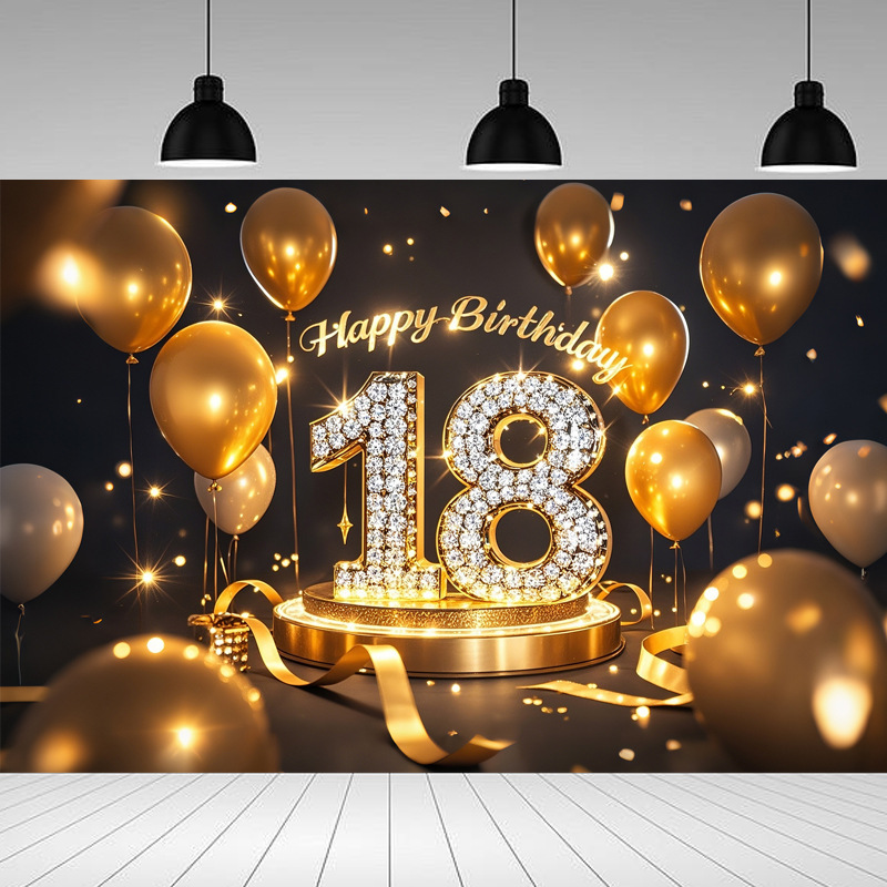 Nueva tela de fondo de feliz cumpleaños transfronteriza, carnaval de fiesta, serie principal de decoración de escenas, banner de cumpleaños