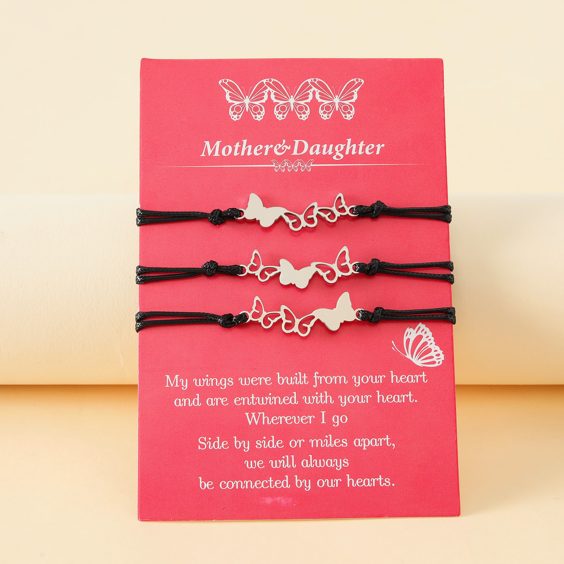 3 Piece Set Quantity Mama Simple Style Butterfly Stainless Steel Rope Hollow Out Bracelets 3 Piece Set
