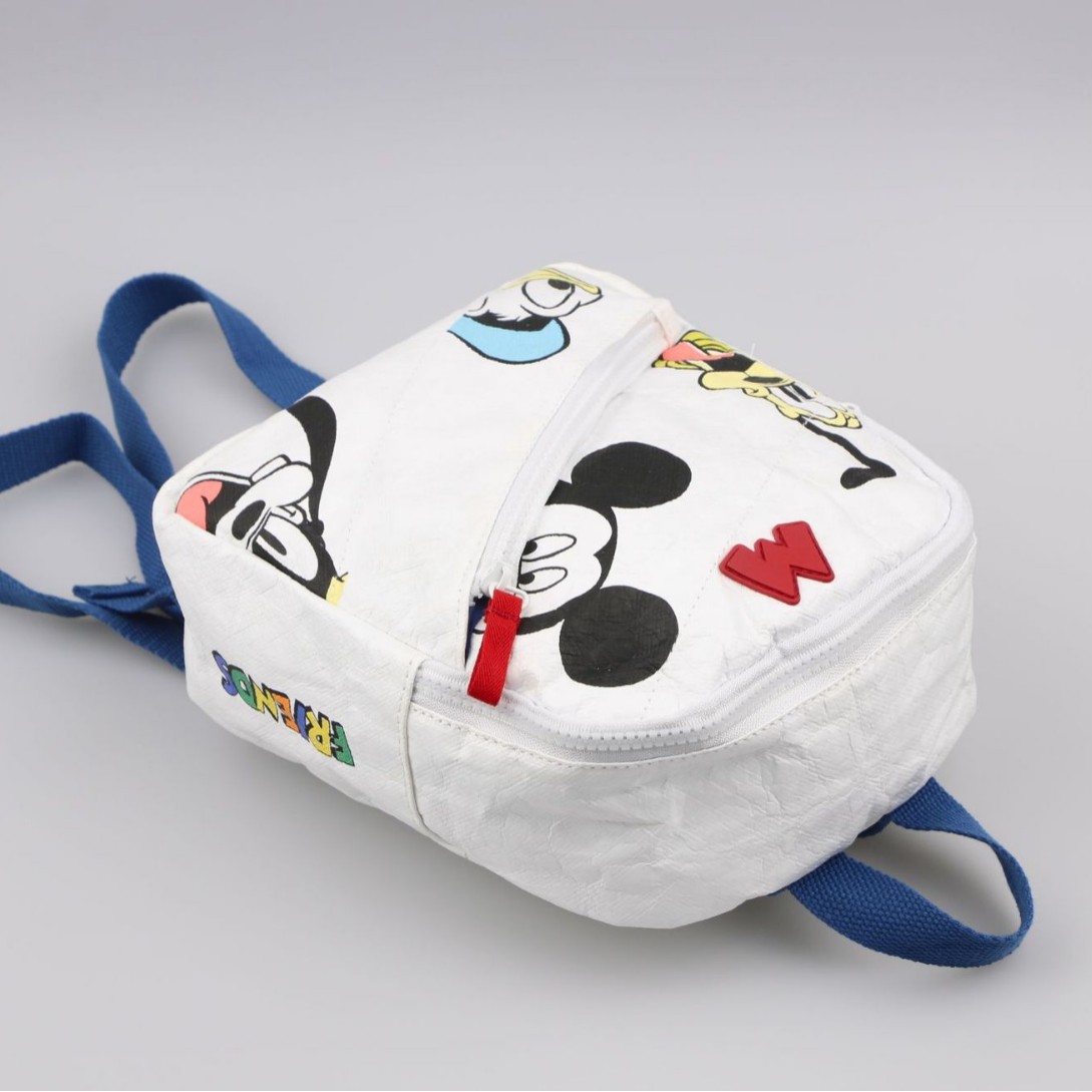 Ligero DuPont papel ocasional de los niños dibujos animados impreso blanco mochila Kindergarten