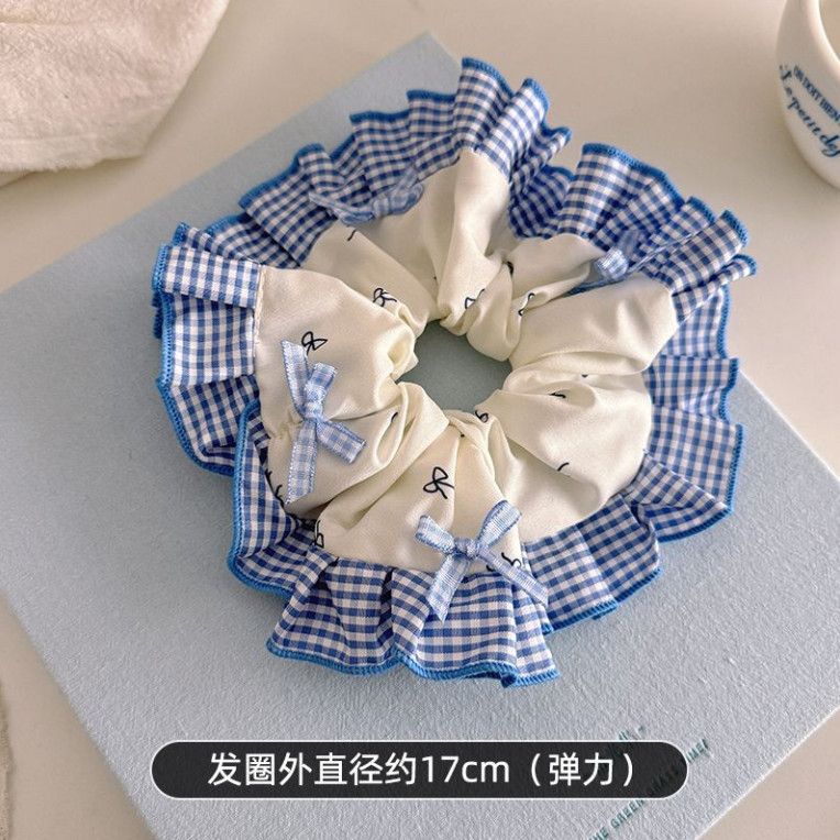 2026 nuevo estilo coreano super grande anillo de pelo intestino grande niñas de alto nivel de sensación de cabello de flores cuerdas de cabello de cordón de goma adornos para el cabello
