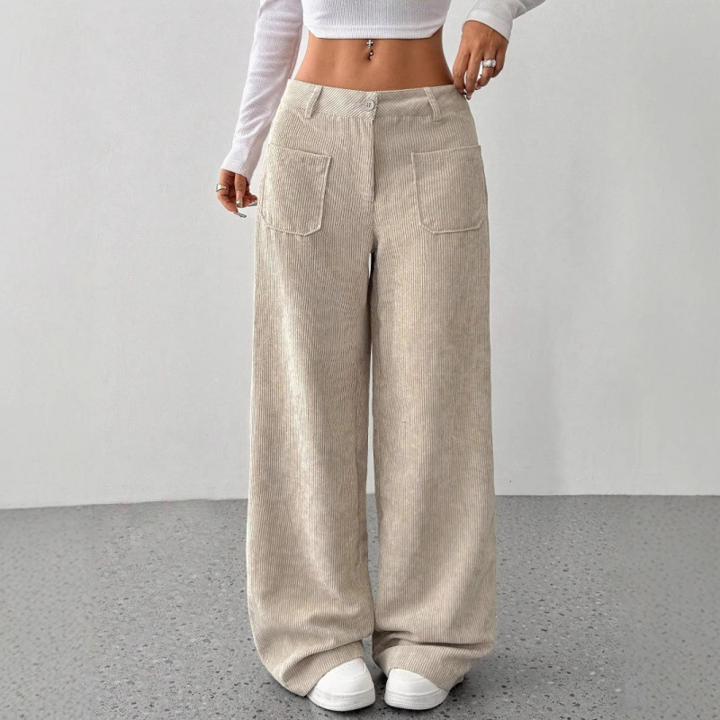 European and American Amazon 2025 New Autumn and Winter Casual Pants Corduroy High-Waisted Multi-Pocket Loose Floor-Length Wide-Leg Pants European and American Amazon 2025 New Autumn and Winter Casual Pants Corduroy High-Waisted Multi-Pocket Loose Floor-Length Wide-Leg Pants