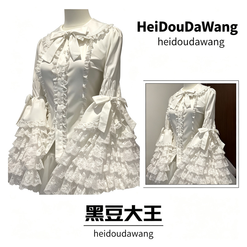 Inner layer: princess sleeve shirt with doll collar, long-sleeved top with lace feel, spring/summer Lolita bell sleeves