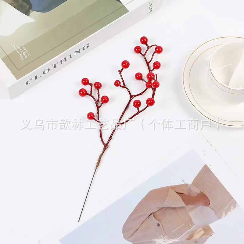 Ramas de Frutos Rojos Artificiales Plástico y PU para Bodas y Decoración del Hogar image 36