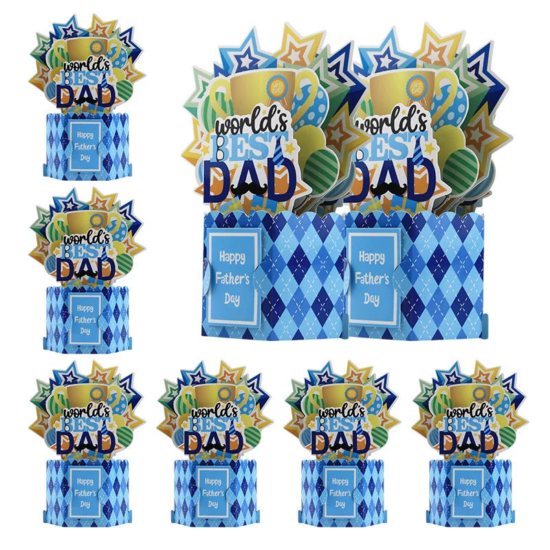 Трансграничная поздравительная открытка ко Дню отца, рукописная открытка с благословением благодарности, 3D складной стерео букет, конверт, поздравительная открытка оптом