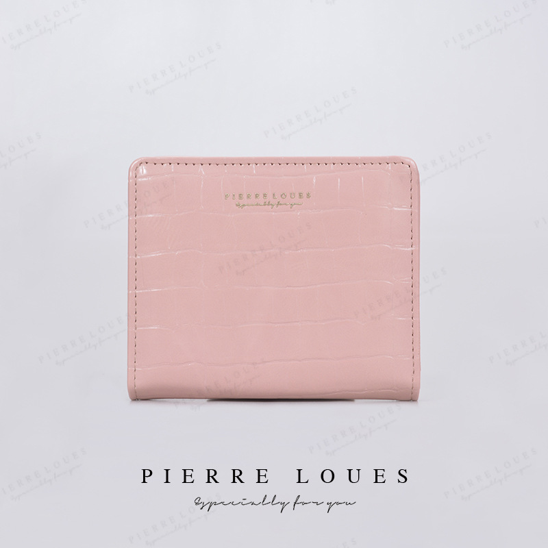 Cross-border spot francés de lujo ligero billetera corta de dama cocodrilo doble plegable multi-tarjeta cremallera bolso de cambio de mujer